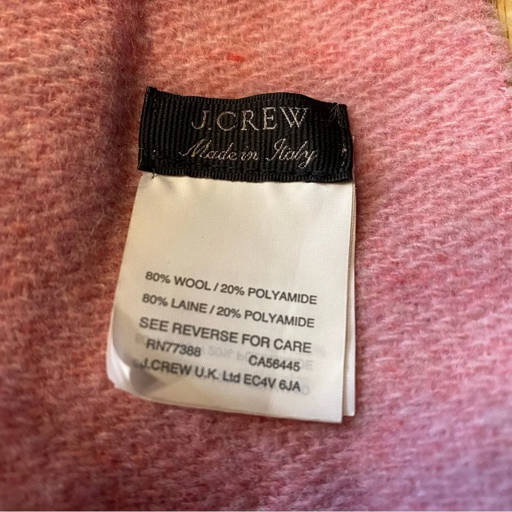 J. Crew Italian Wool Blend Pink Fringe Blanket Scarf